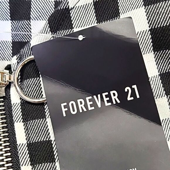 Forever 21 Mini-Dress, Black & White Check, Zipper down Front, Size Medium, NWT - Picture 6 of 8